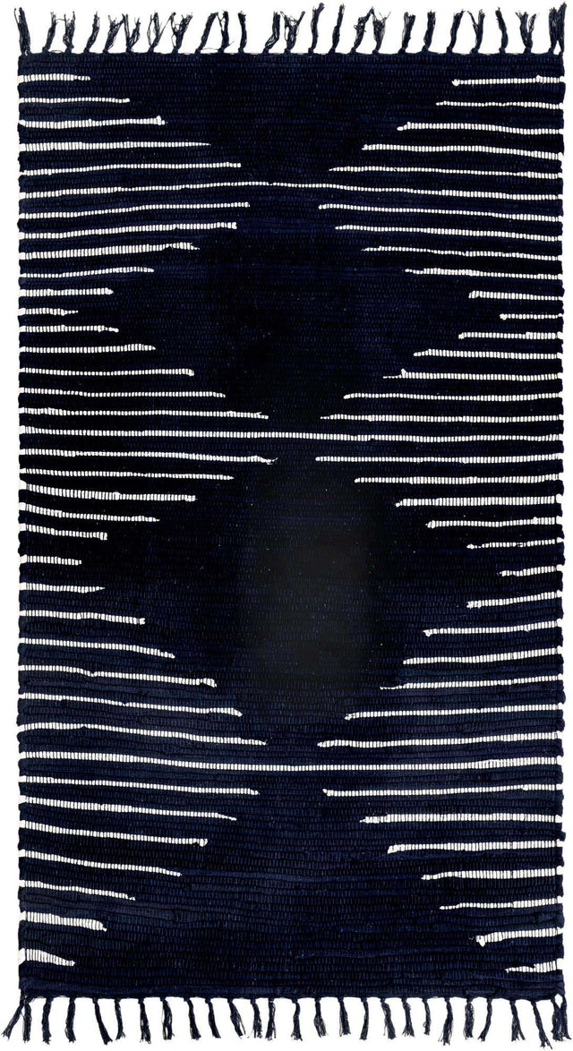 Navy Blue 3' 3 x 5' 1 Chindi Cotton Rectangle Rug