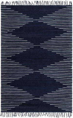 Navy Blue 6' 1 x 9' Chindi Cotton Rectangle Rug