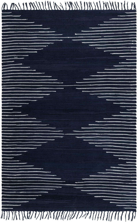 Navy Blue 6' 1 x 9' Chindi Cotton Rectangle Rug