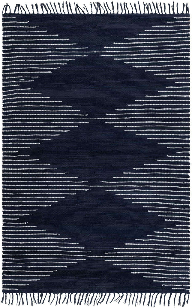 Navy Blue 6' 1 x 9' Chindi Cotton Rectangle Rug