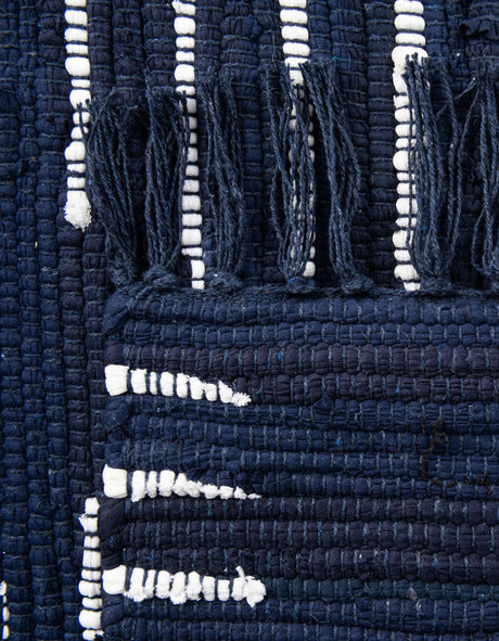 Navy Blue 7' 1 x 7' 1 Chindi Cotton Square Area Rug Interior Design Home Decor Carpet Mat for Sale at Rug Engine