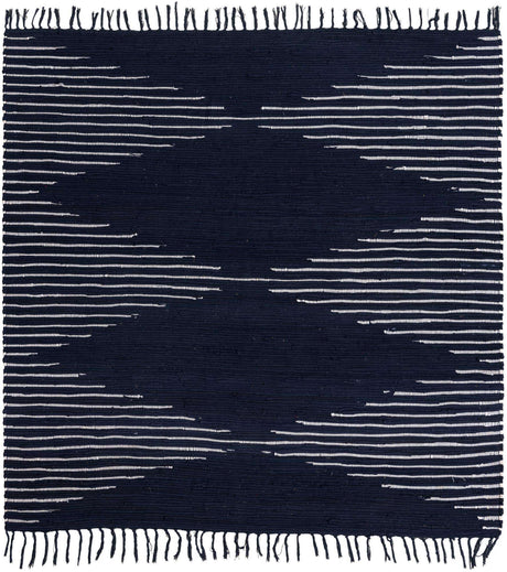 Navy Blue 7' 1 x 7' 1 Chindi Cotton Square Rug