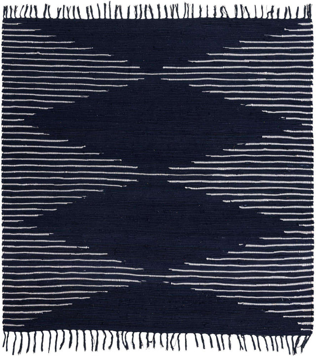 Navy Blue 7' 1 x 7' 1 Chindi Cotton Square Rug