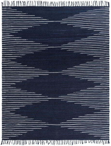 Navy Blue 8' x 10' Chindi Cotton Rectangle Rug