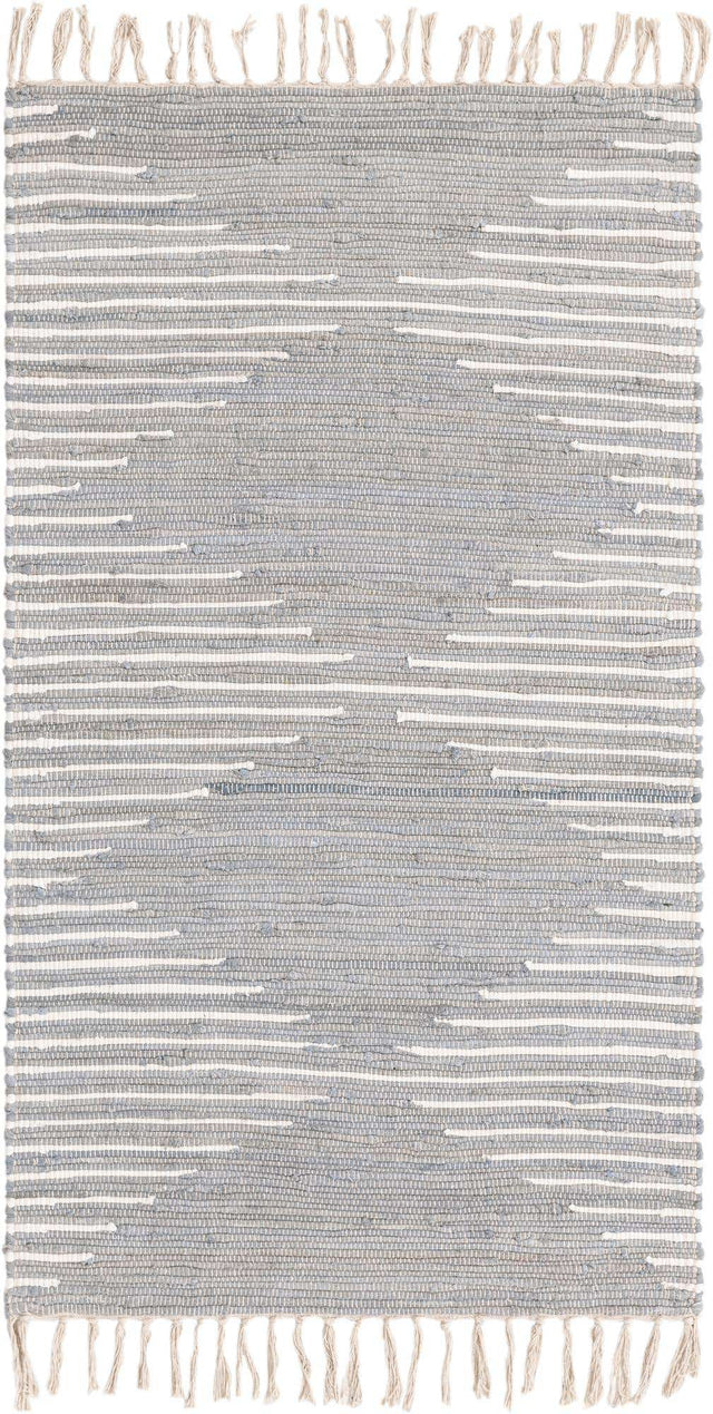 Light Gray 3' 3 x 5' 1 Chindi Cotton Rectangle Rug