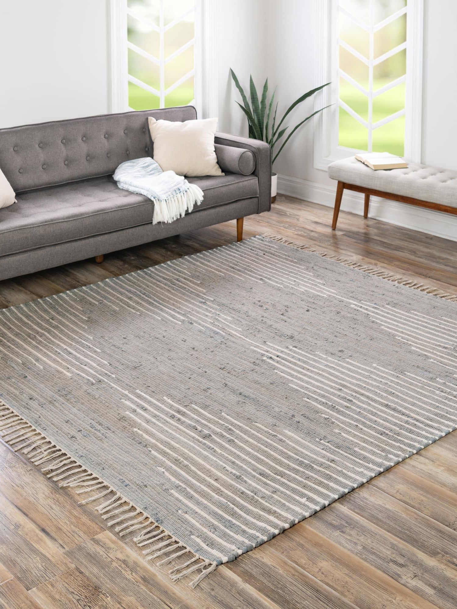Light Gray 10' x 10' Chindi Cotton Square Area Rug Interior Design Home Decor Carpet Mat for Sale at Rug Engine