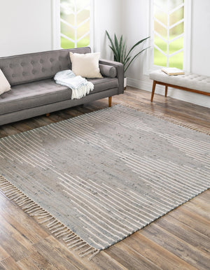 Light Gray 10' x 10' Chindi Cotton Square Rug