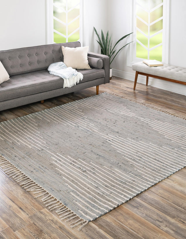 Light Gray 10' x 10' Chindi Cotton Square Rug