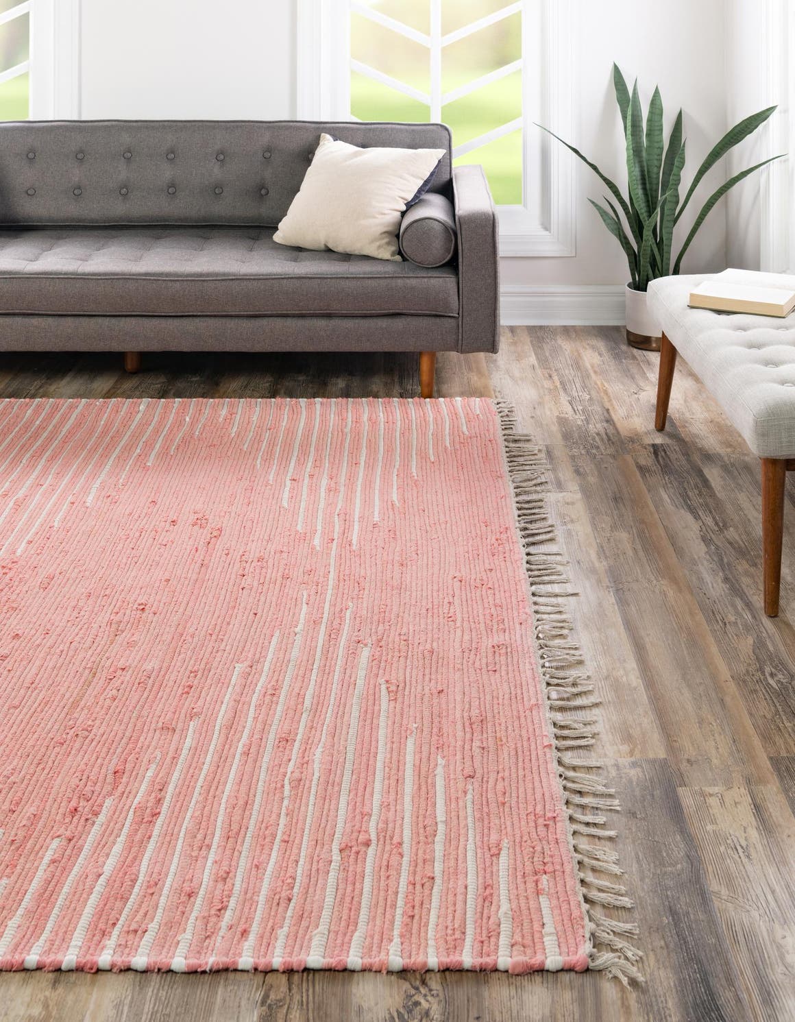 Rose 7' 1 x 7' 1 Chindi Cotton Square Area Rug Interior Design Home Decor Carpet Mat for Sale at Rug Engine