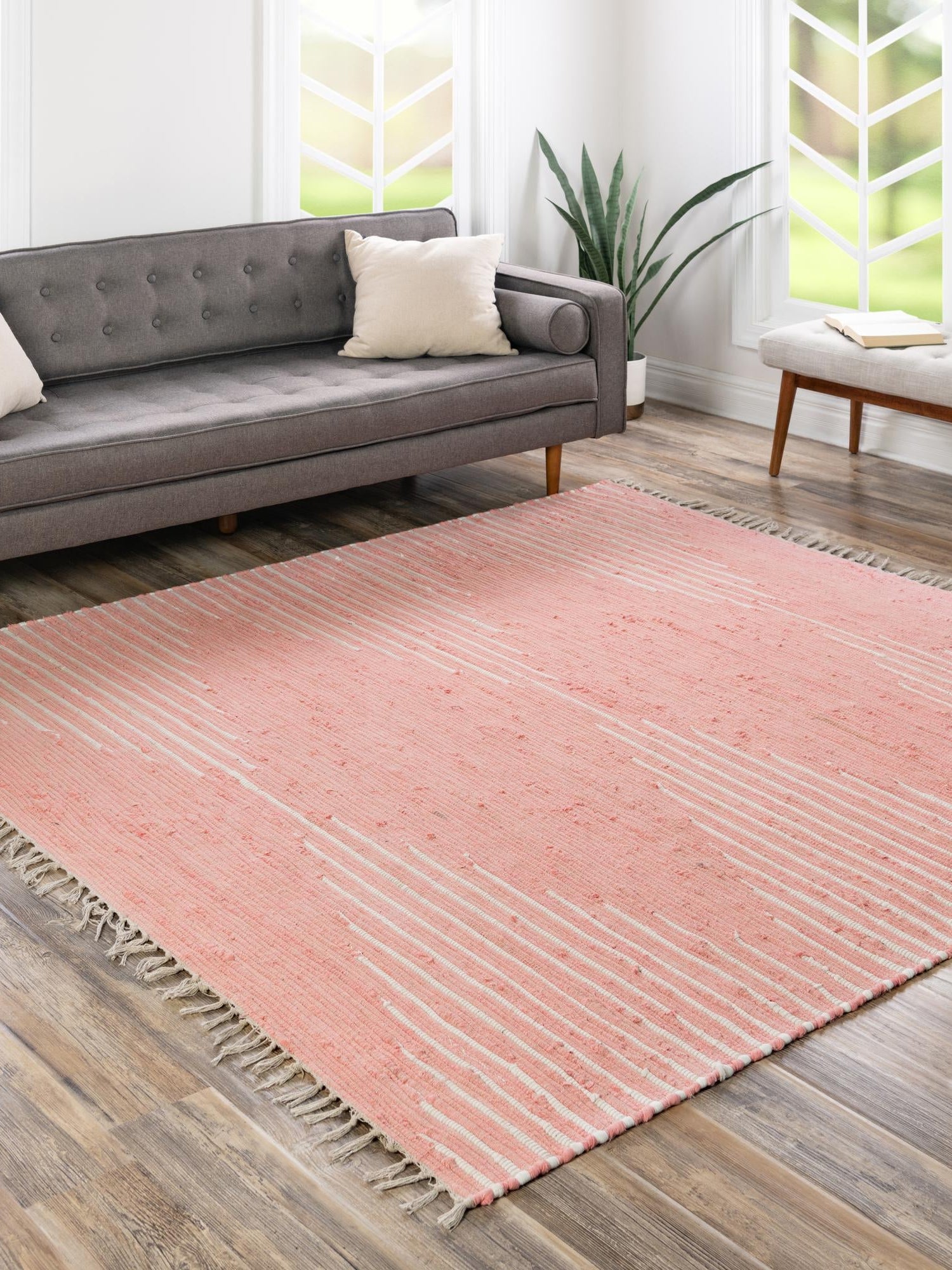 Rose 10' x 10' Chindi Cotton Square Area Rug Interior Design Home Decor Carpet Mat for Sale at Rug Engine