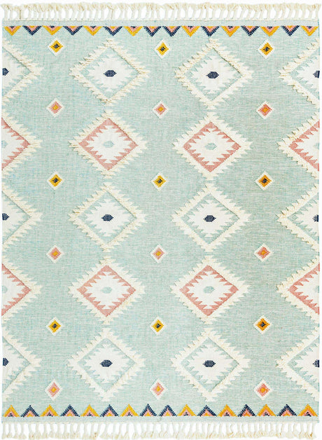 Light Aqua 10' x 13' 1 Mesa Rectangle Area Rug 100% Wool Geometric All Natural Carpet for Living, Dining, Office, Bedrooms, Dorms, Kitchens for Sale at Rug Engine