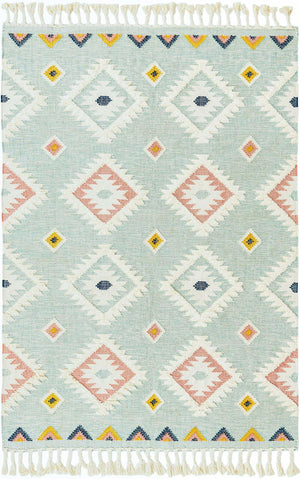 Light Aqua 7' 1 x 10' Mesa Rectangle Area Rug 100% Wool Geometric All Natural Carpet for Living, Dining, Office, Bedrooms, Dorms, Kitchens for Sale at Rug Engine
