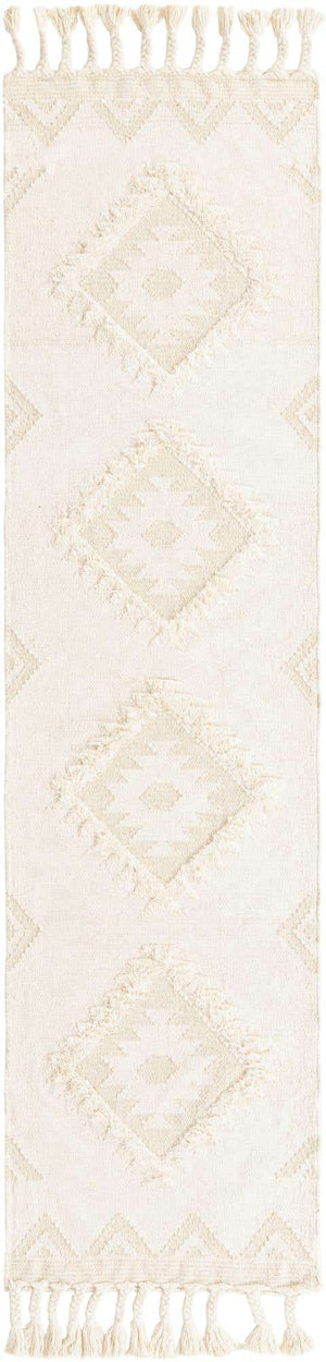 Ivory 2' 7 x 10' Mesa Runner Area Rug 100% Wool Geometric All Natural Carpet for Living, Dining, Office, Bedrooms, Dorms, Kitchens for Sale at Rug Engine