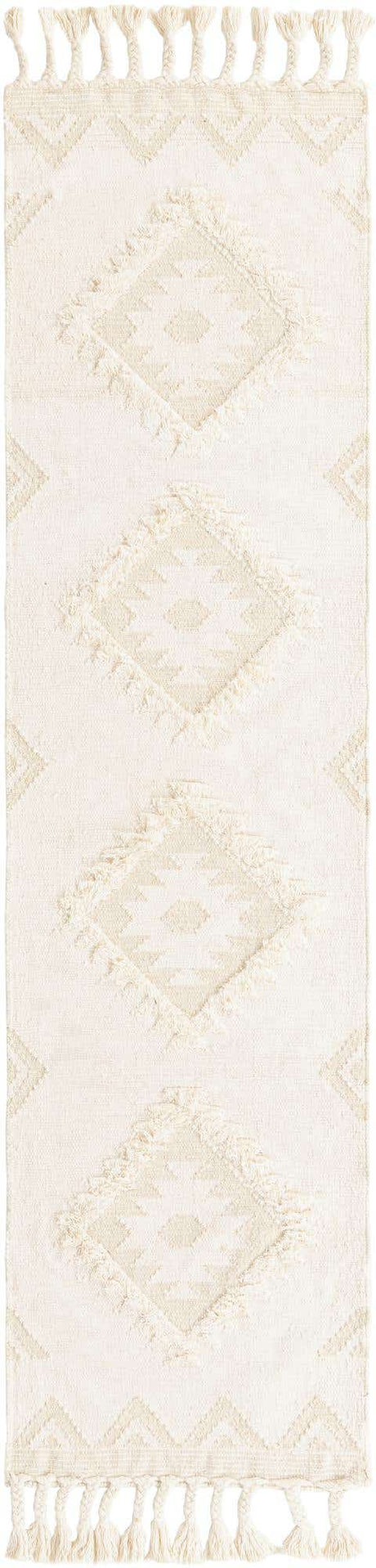Ivory 2' 7 x 10' Mesa Runner Area Rug 100% Wool Geometric All Natural Carpet for Living, Dining, Office, Bedrooms, Dorms, Kitchens for Sale at Rug Engine
