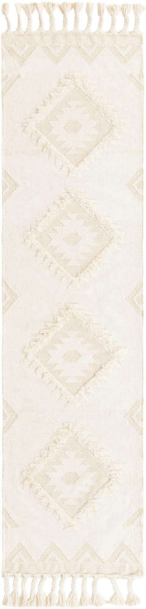 Ivory 2' 7 x 10' Mesa Runner Area Rug 100% Wool Geometric All Natural Carpet for Living, Dining, Office, Bedrooms, Dorms, Kitchens for Sale at Rug Engine