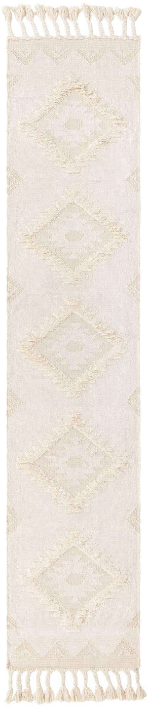 Ivory 2' 7 x 13' 1 Mesa Runner Area Rug 100% Wool Geometric All Natural Carpet for Living, Dining, Office, Bedrooms, Dorms, Kitchens for Sale at Rug Engine