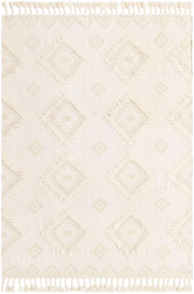 Ivory 7' 1 x 10' Mesa Rectangle Area Rug 100% Wool Geometric All Natural Carpet for Living, Dining, Office, Bedrooms, Dorms, Kitchens for Sale at Rug Engine