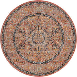 Brick Red 3' 3 x 3' 3 Lola Round Area Rug Polypropylene With Jute Backing Traditional Pattern Easy Clean Carpet for Home Interior Design for Sale at Rug Engine