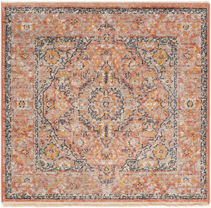 Brick Red 3' 3 x 3' 3 Lola Square Area Rug Polypropylene With Jute Backing Traditional Pattern Easy Clean Carpet for Home Interior Design for Sale at Rug Engine