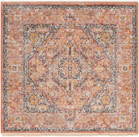 Brick Red 3' 3 x 3' 3 Lola Square Area Rug Polypropylene With Jute Backing Traditional Pattern Easy Clean Carpet for Home Interior Design for Sale at Rug Engine