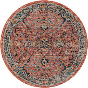 Brick Red 3' 3 x 3' 3 Lola Round Area Rug Polypropylene With Jute Backing Traditional Pattern Easy Clean Carpet for Home Interior Design for Sale at Rug Engine