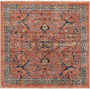 Brick Red 3' 3 x 3' 3 Lola Square Area Rug Polypropylene With Jute Backing Traditional Pattern Easy Clean Carpet for Home Interior Design for Sale at Rug Engine