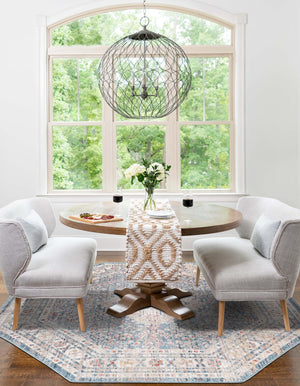 Blue 3' 11 x 3' 11 Noble Octagon Area Rug 100% Polyester Traditional Distressed Classic Contemporary Carpet for Home Decor for Sale at Rug Engine