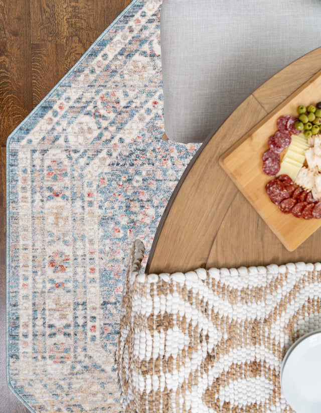 Blue 3' 11 x 3' 11 Noble Octagon Area Rug 100% Polyester Traditional Distressed Classic Contemporary Carpet for Home Decor for Sale at Rug Engine