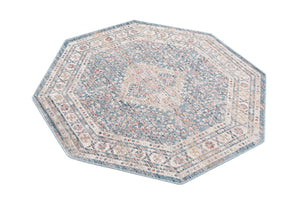 Blue 3' 11 x 3' 11 Noble Octagon Area Rug 100% Polyester Traditional Distressed Classic Contemporary Carpet for Home Decor for Sale at Rug Engine