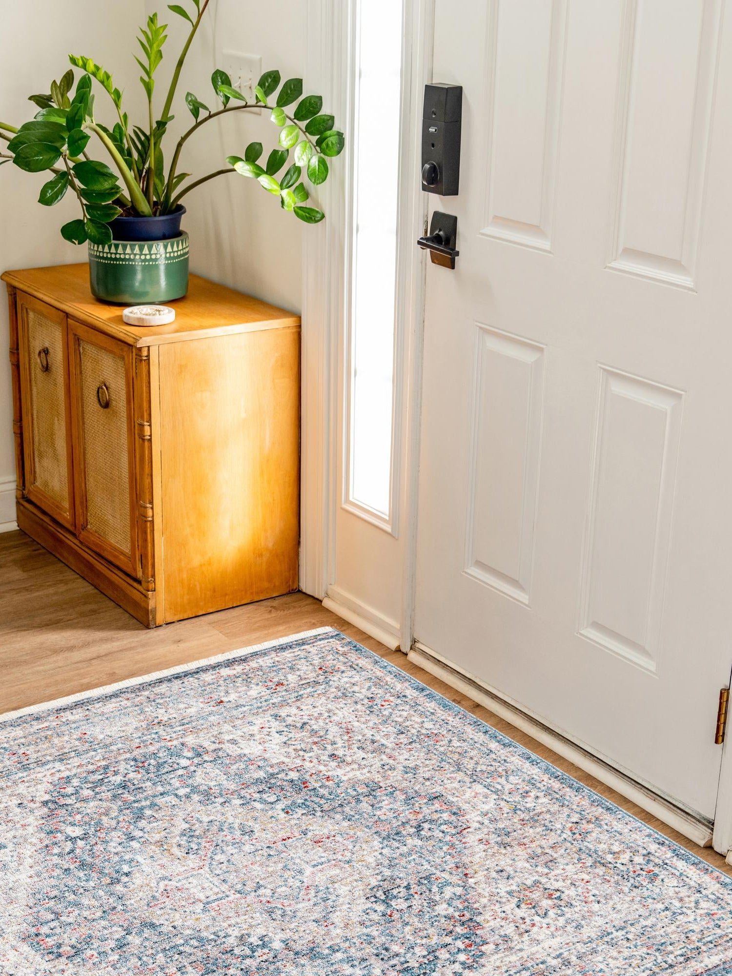 Blue 3' 11 x 3' 11 Noble Square Area Rug 100% Polyester Traditional Distressed Classic Contemporary Carpet for Home Decor for Sale at Rug Engine