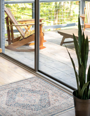 Blue 3' 3 x 3' 3 Noble Square Area Rug 100% Polyester Traditional Distressed Classic Contemporary Carpet for Home Decor for Sale at Rug Engine