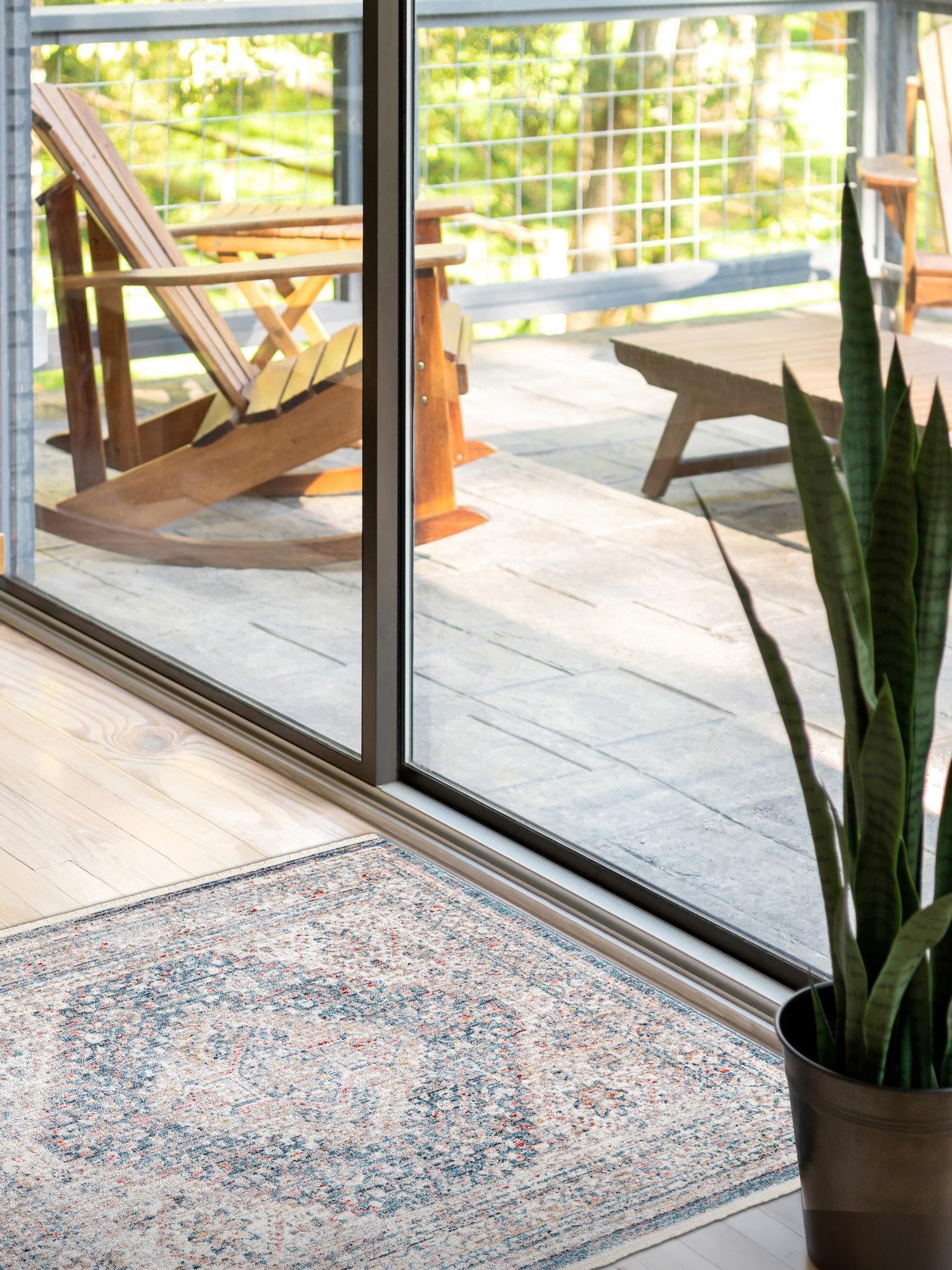 Blue 3' 11 x 3' 11 Noble Square Area Rug 100% Polyester Traditional Distressed Classic Contemporary Carpet for Home Decor for Sale at Rug Engine