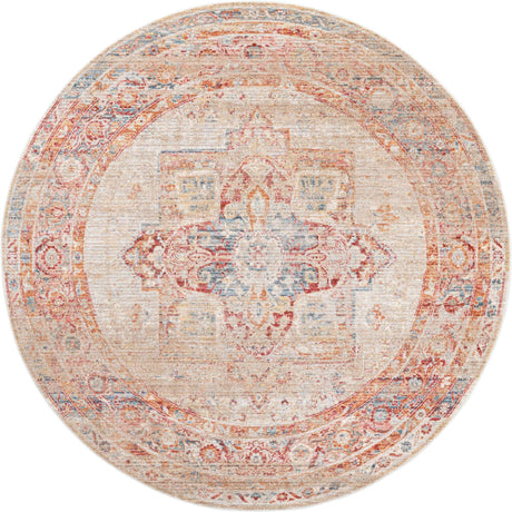 Multicolor 3' 3 x 3' 3 Noble Round Area Rug 100% Polyester Traditional Distressed Classic Contemporary Carpet for Home Decor for Sale at Rug Engine