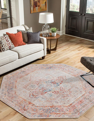 Multicolor 3' 11 x 3' 11 Noble Octagon Area Rug 100% Polyester Traditional Distressed Classic Contemporary Carpet for Home Decor for Sale at Rug Engine