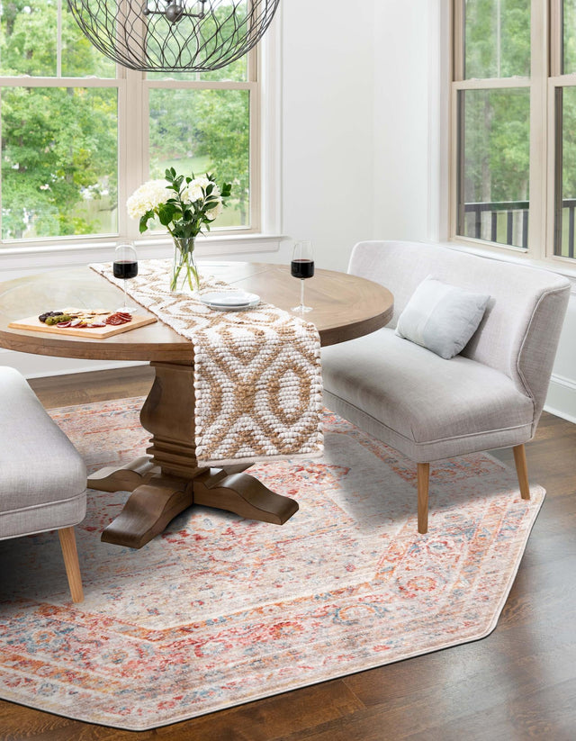 Multicolor 3' 11 x 3' 11 Noble Octagon Area Rug 100% Polyester Traditional Distressed Classic Contemporary Carpet for Home Decor for Sale at Rug Engine
