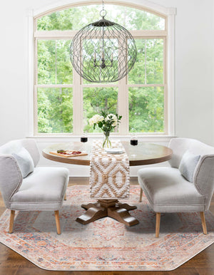 Multicolor 3' 11 x 3' 11 Noble Octagon Area Rug 100% Polyester Traditional Distressed Classic Contemporary Carpet for Home Decor for Sale at Rug Engine