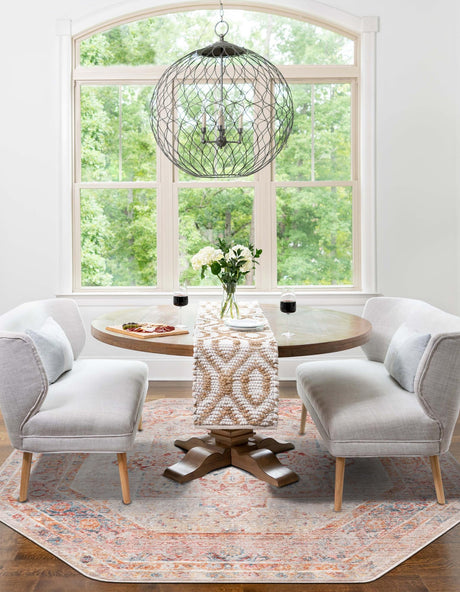 Multicolor 3' 11 x 3' 11 Noble Octagon Area Rug 100% Polyester Traditional Distressed Classic Contemporary Carpet for Home Decor for Sale at Rug Engine