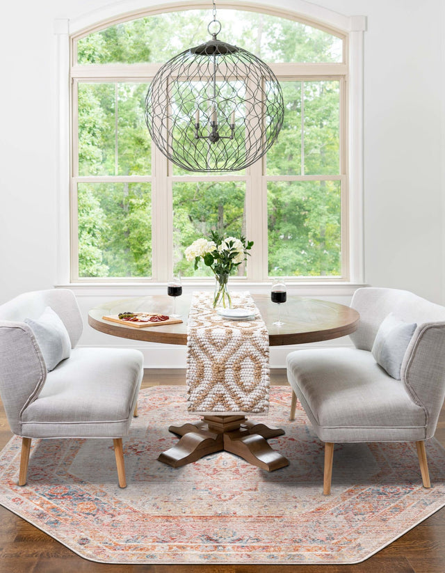 Multicolor 3' 11 x 3' 11 Noble Octagon Area Rug 100% Polyester Traditional Distressed Classic Contemporary Carpet for Home Decor for Sale at Rug Engine