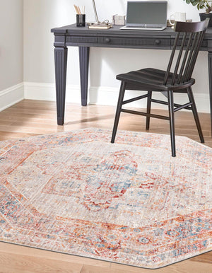 Multicolor 3' 11 x 3' 11 Noble Octagon Area Rug 100% Polyester Traditional Distressed Classic Contemporary Carpet for Home Decor for Sale at Rug Engine