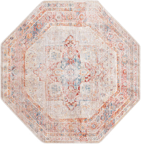 Multicolor 3' 11 x 3' 11 Noble Octagon Area Rug 100% Polyester Traditional Distressed Classic Contemporary Carpet for Home Decor for Sale at Rug Engine
