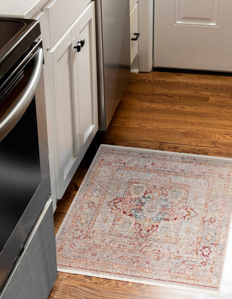 Multicolor 3' 11 x 3' 11 Noble Square Area Rug 100% Polyester Traditional Distressed Classic Contemporary Carpet for Home Decor for Sale at Rug Engine