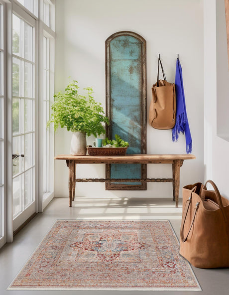 Multicolor 3' 11 x 3' 11 Noble Square Area Rug 100% Polyester Traditional Distressed Classic Contemporary Carpet for Home Decor for Sale at Rug Engine