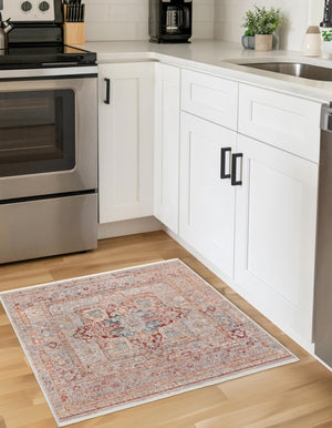Multicolor 3' 11 x 3' 11 Noble Square Area Rug 100% Polyester Traditional Distressed Classic Contemporary Carpet for Home Decor for Sale at Rug Engine