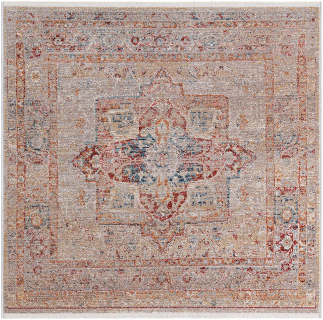 Multicolor 3' 11 x 3' 11 Noble Square Area Rug 100% Polyester Traditional Distressed Classic Contemporary Carpet for Home Decor for Sale at Rug Engine
