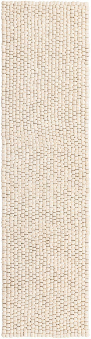 Ivory 2' 7 x 10' Felt Ball Runner Area Rug Stunning All Natural 100% Wool Luxury Hand Woven Carpet for Modern Home Interiors Soft Touch Marshmallow Rug for Sale at Rug Engine