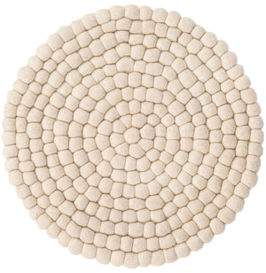 Ivory 2' x 2' Felt Ball Round Area Rug Stunning All Natural 100% Wool Luxury Hand Woven Carpet for Modern Home Interiors Soft Touch Marshmallow Rug for Sale at Rug Engine