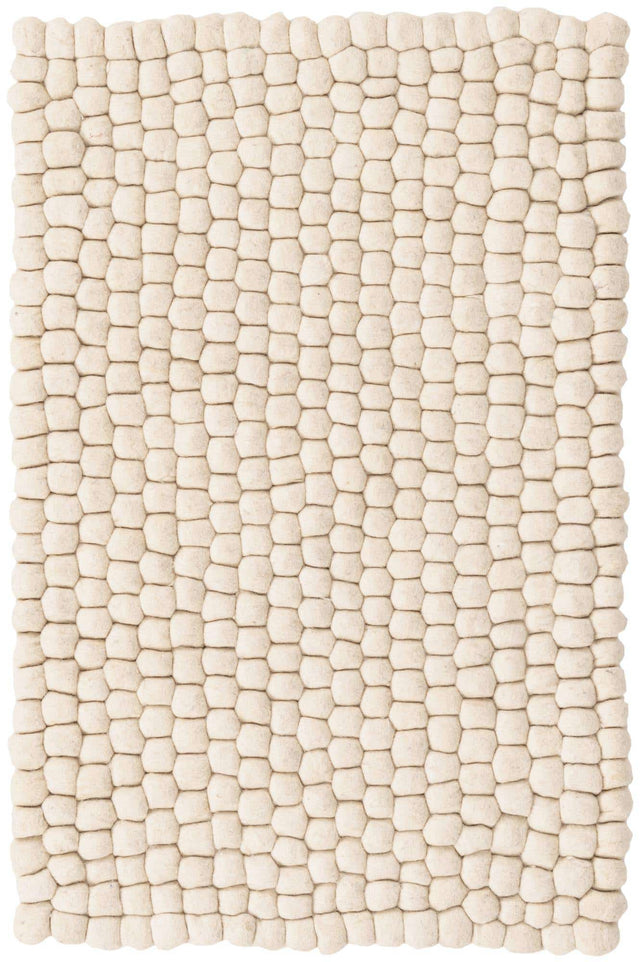 Ivory 2' x 3' 1 Felt Ball Rectangle Area Rug Stunning All Natural 100% Wool Luxury Hand Woven Carpet for Modern Home Interiors Soft Touch Marshmallow Rug for Sale at Rug Engine