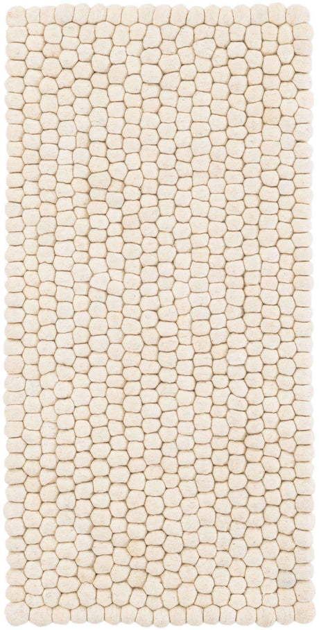 Ivory 2' x 4' 1 Felt Ball Runner Area Rug Stunning All Natural 100% Wool Luxury Hand Woven Carpet for Modern Home Interiors Soft Touch Marshmallow Rug for Sale at Rug Engine