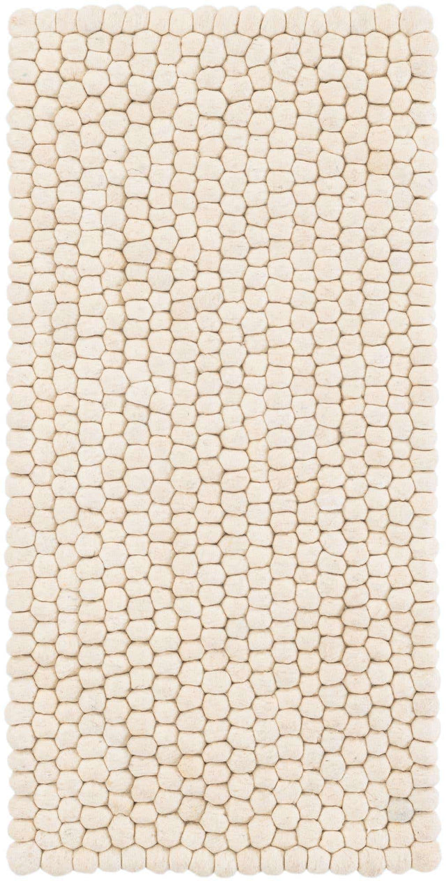 Ivory 2' x 4' 1 Felt Ball Runner Area Rug Stunning All Natural 100% Wool Luxury Hand Woven Carpet for Modern Home Interiors Soft Touch Marshmallow Rug for Sale at Rug Engine
