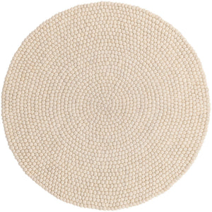Ivory 6' 1 x 6' 1 Felt Ball Round Area Rug Stunning All Natural 100% Wool Luxury Hand Woven Carpet for Modern Home Interiors Soft Touch Marshmallow Rug for Sale at Rug Engine